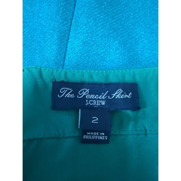J.Crew Womens Green Wool Blend Fully Lined Back Zip Closure Pencil Skirt Size 2 - Picture 6 of 10